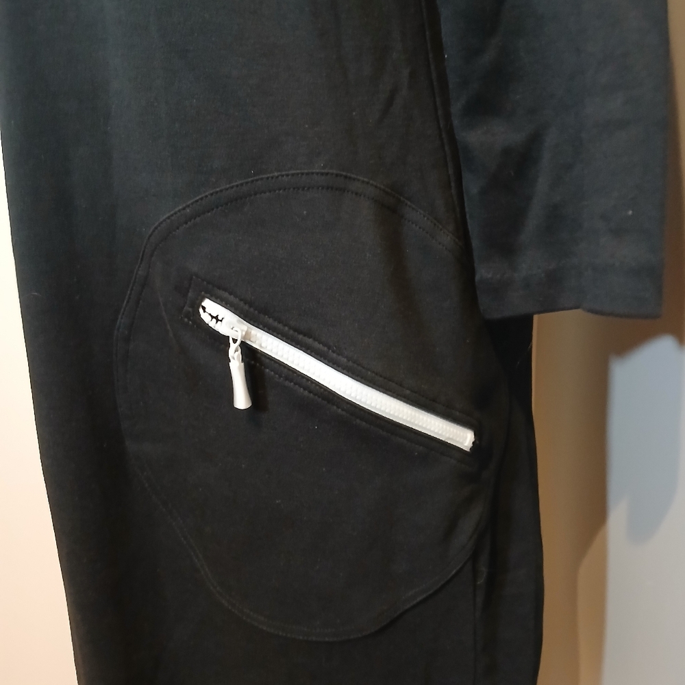 Joan Vass Black Shift Dress With Zipper Pockets / Large - Picture 4 of 6